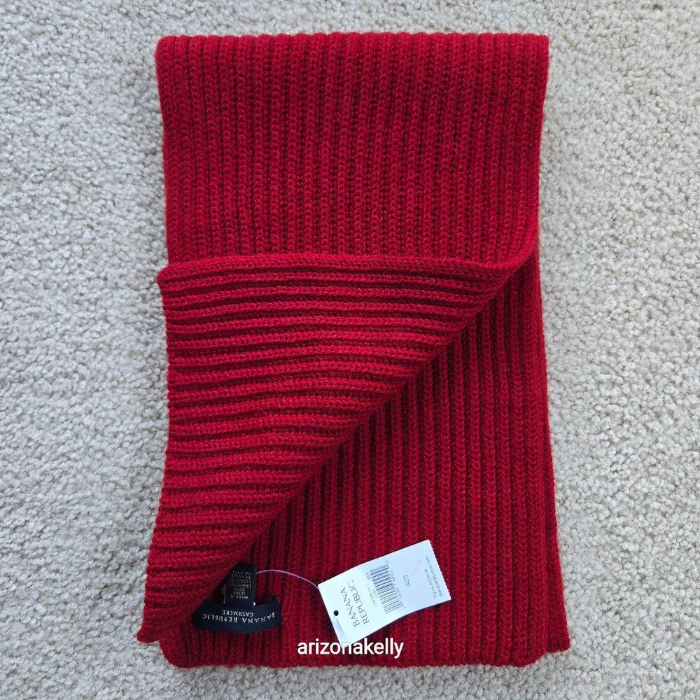 NWT Banana Republic Cashmere Ribbed Scarf Red